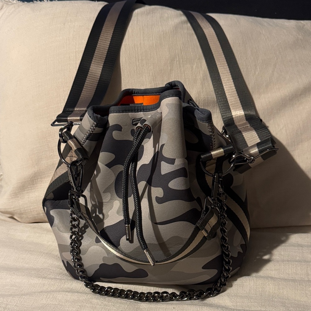 Haute Shore Camouflage Bucket Bag with Chain Strap
